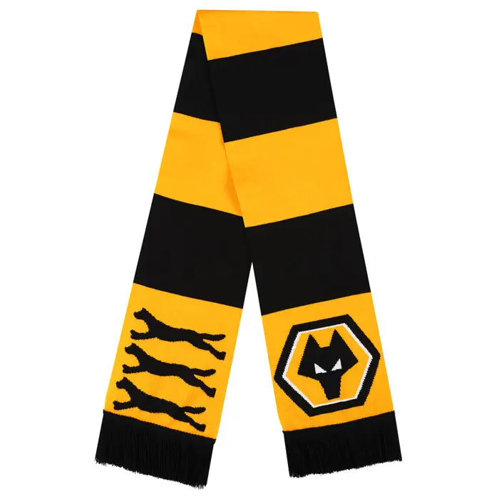 Wolverhampton Wanderers Kits Shop | Retro Crest Bar Scarf Wolves Jerseys and Gear